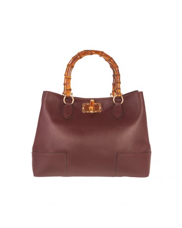 Florence Moon real leather Handbag with Bamboo handles